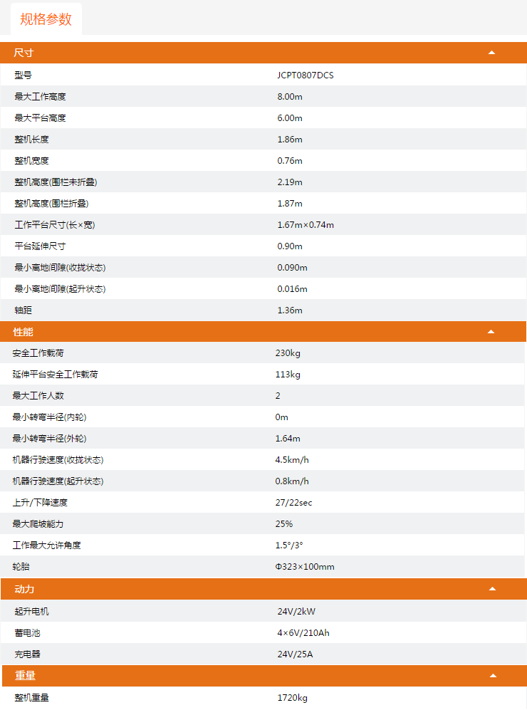 肇慶升降平臺JCPT0807DCS規(guī)格參數(shù)